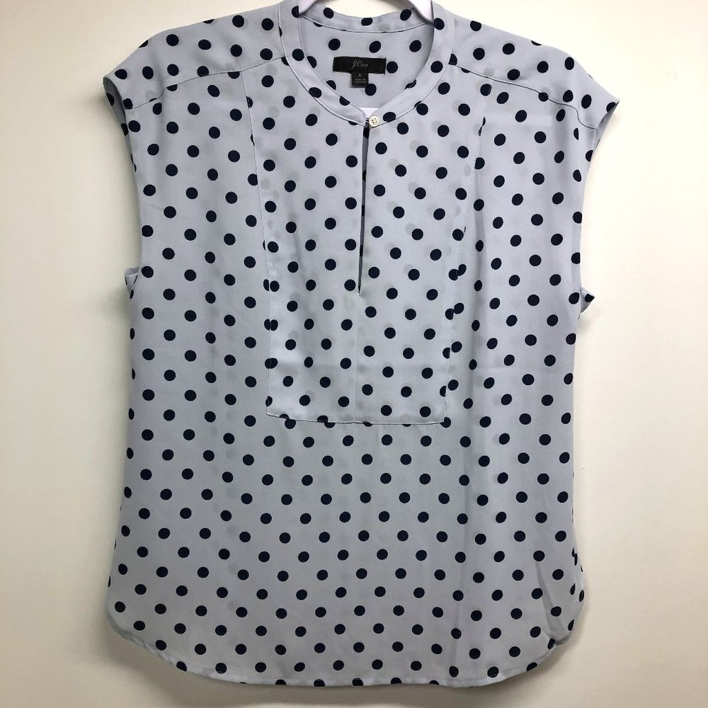 J. Crew Light Blue with Navy Polka Dots Women S